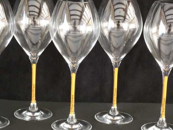 Set of 2 Veuve Clicquot Ponsardin Crystal Glasses, VCP Champagne Crystal Flutes, Vintage French Veuve Clicquot Glasses