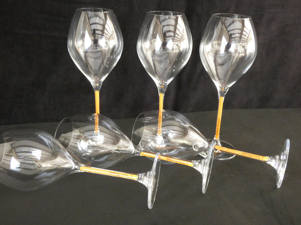 Set of 2 Veuve Clicquot Ponsardin Crystal Glasses, VCP Champagne Crystal Flutes, Vintage French Veuve Clicquot Glasses