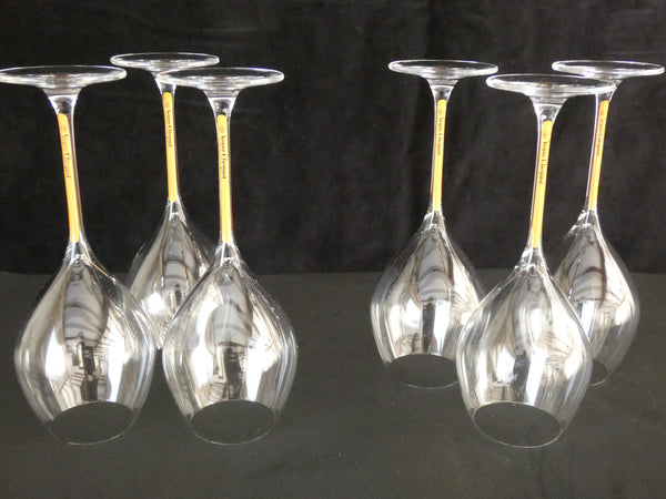 6 Veuve Clicquot VCP Champagne Crystal Flutes Orange Stem, 6 Rare Flûtes Veuve Clicquot Ponsardin, Wedding Glasses