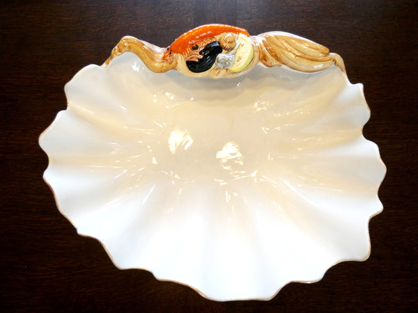 Majolica Seafood Dish Set Made in Italy, Vintage italian Seafood Dish Set,  Dipinto a Mano/ Painted By Hand