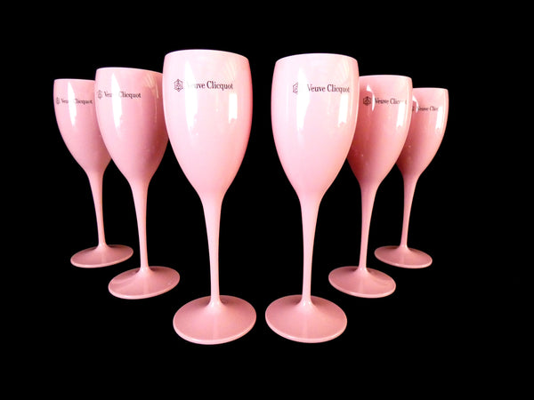 6 Veuve Clicquot Champagne Glasses Pink Flutes Veuve Clicquot Prestige, VCP Champagne