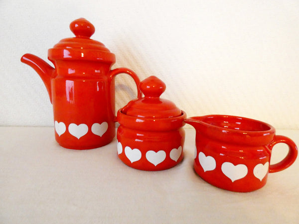 Waechtersbach Hearts, Vintage W. Germany Coffee/Tea Set