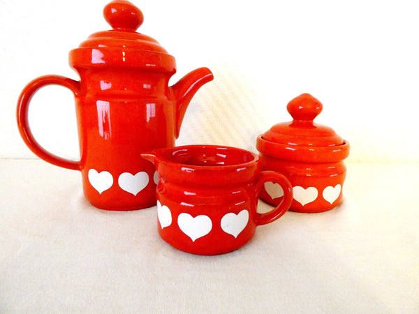 Waechtersbach Hearts, Vintage W. Germany Coffee/Tea Set