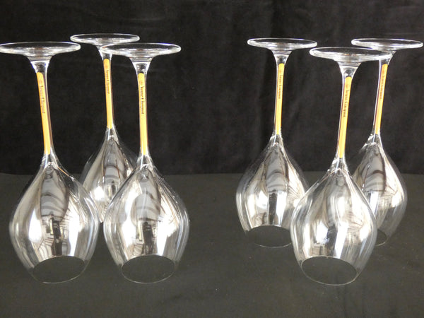 Set of 2 Veuve Clicquot Ponsardin Crystal Glasses, VCP Champagne Crystal Flutes, Vintage French Veuve Clicquot Glasses