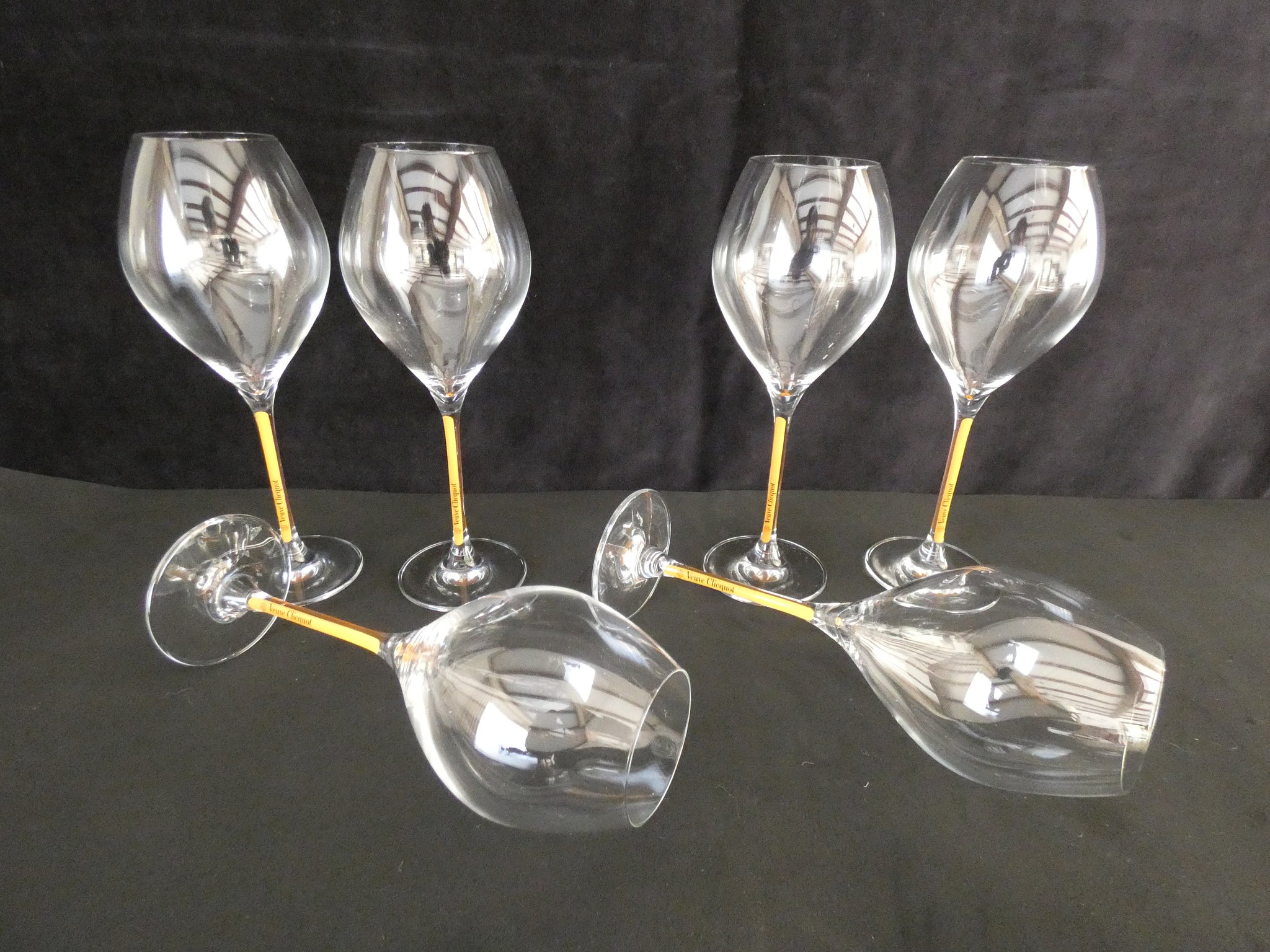 Set of 2 Veuve Clicquot Ponsardin Crystal Glasses, VCP Champagne