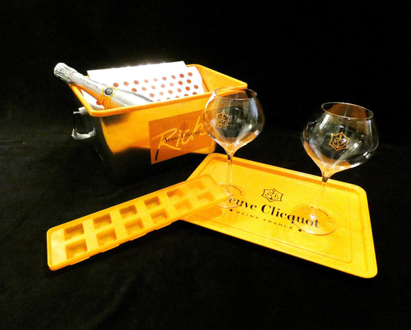 Veuve Clicquot Ponsardin pool set, VCP Champagne Glasses, Veuve Clicquot Rich Ice Bucket,