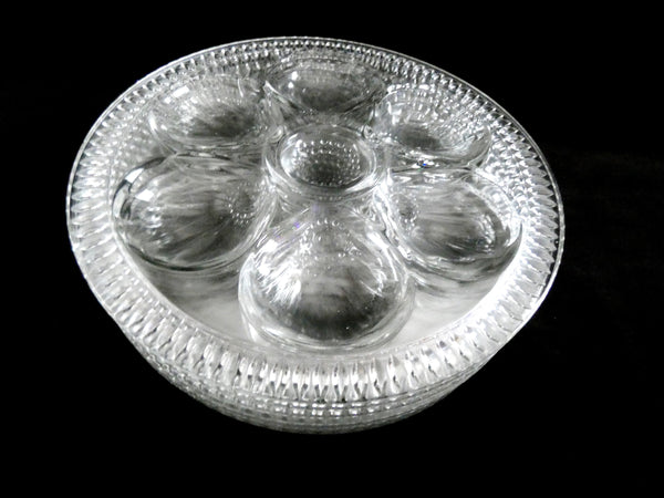 6 Rare French Glass Oyster Plates, Vintage Oyster Dishes, Seafood Dinneware, Made in France 1950s