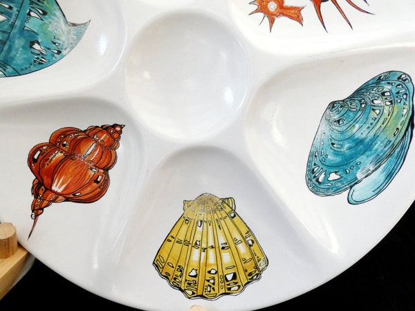 2 Vintage Villeroy and Boch Oyster Plate, Majolica Seafood Plate, Rare Oyster Serving Dish, V&B Luxemburg Oyster Platter,