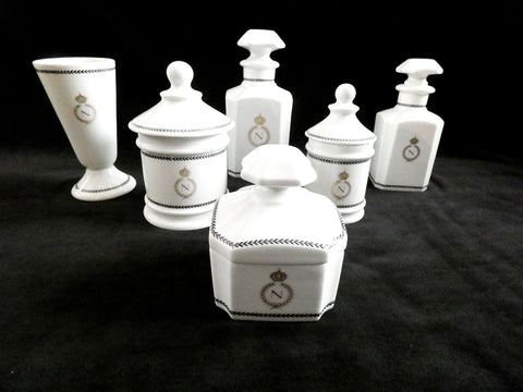 11 Vintage Limoges Porcelain Napoleon Dresser Vanity Set, Antique French Dresser Set, Collector Napoleon, France N. Bonaparte Collectibles