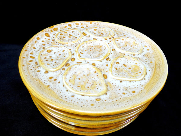 6 Niderviller France Majolica Oyster Plates, Vintage Niderviller Faience Pottery French Mousse Oyster Platter, French Oyster Serving Platter