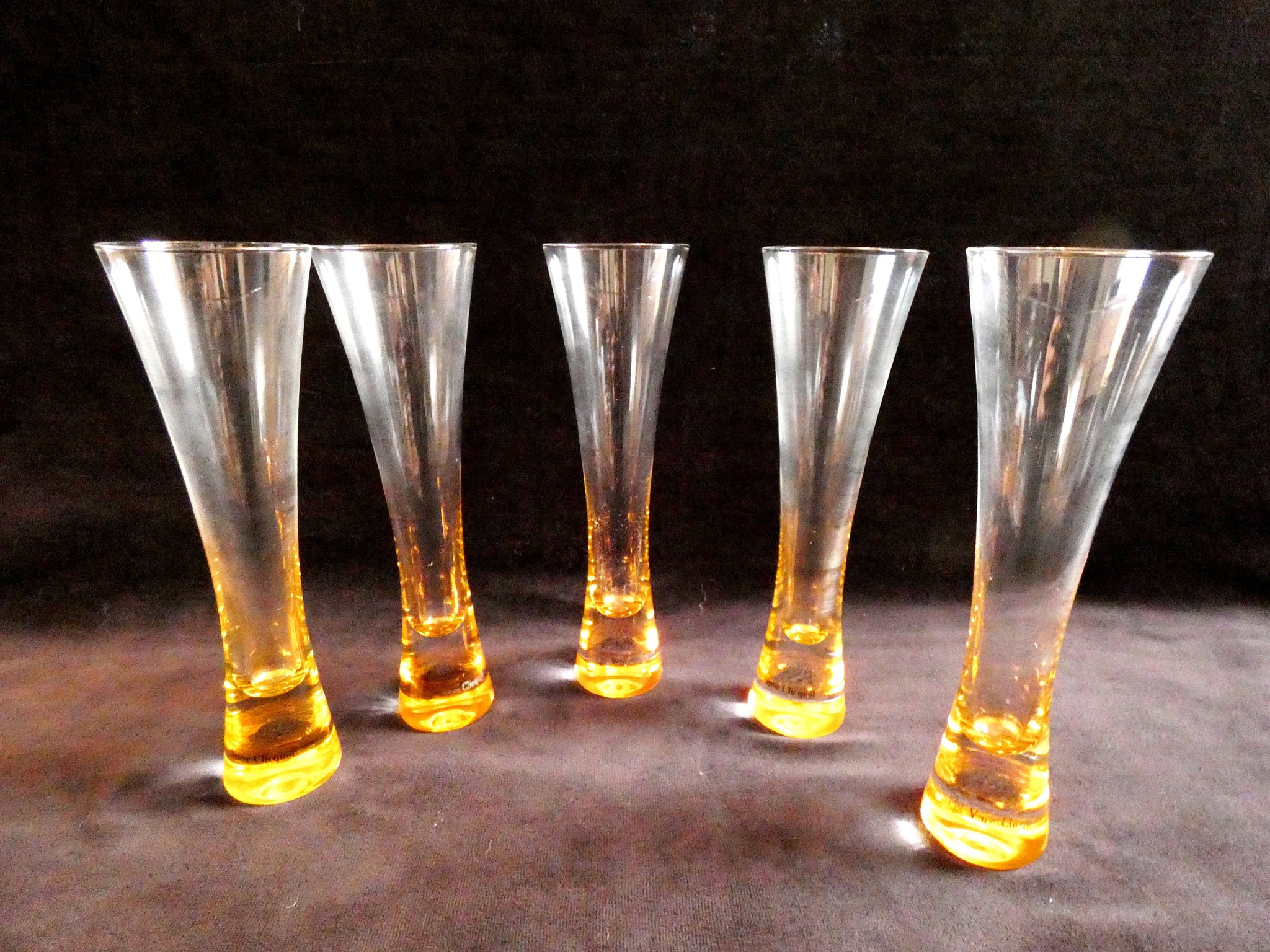 5 Veuve Clicquot Trendy Champagne Glasses, VCP Trendy Flutes, Collectable Glasses, Vintage French Champagne Glasses