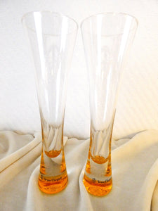 2 Veuve Clicquot Trendy Champagne Glasses, VCP Trendy Flutes, Collectable Glasses, Vintage French Champagne Glasses