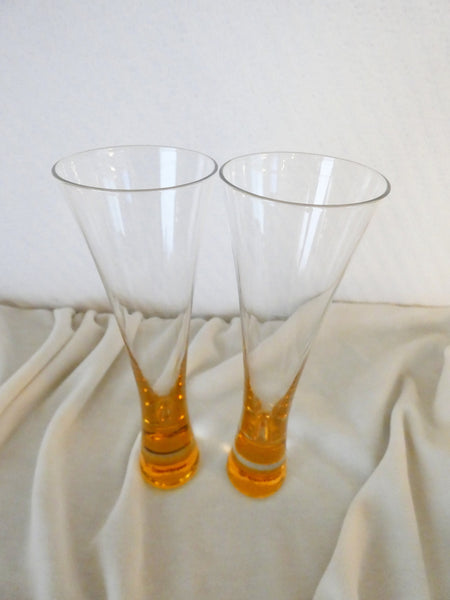 2 Veuve Clicquot Trendy Champagne Glasses, VCP Trendy Flutes, Collectable Glasses, Vintage French Champagne Glasses