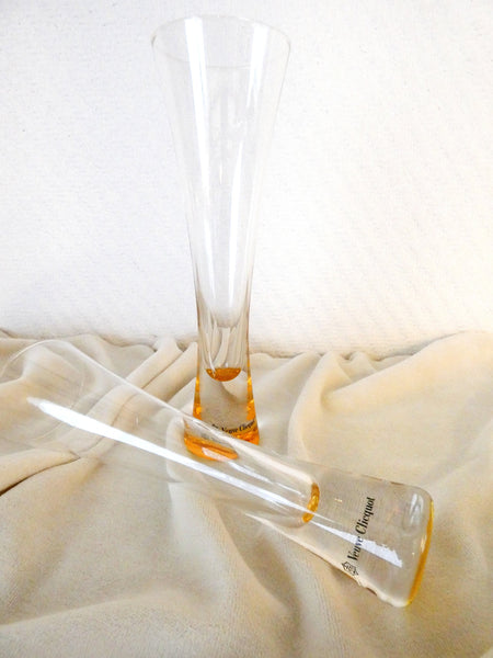 2 Veuve Clicquot Trendy Champagne Glasses, VCP Trendy Flutes, Collectable Glasses, Vintage French Champagne Glasses