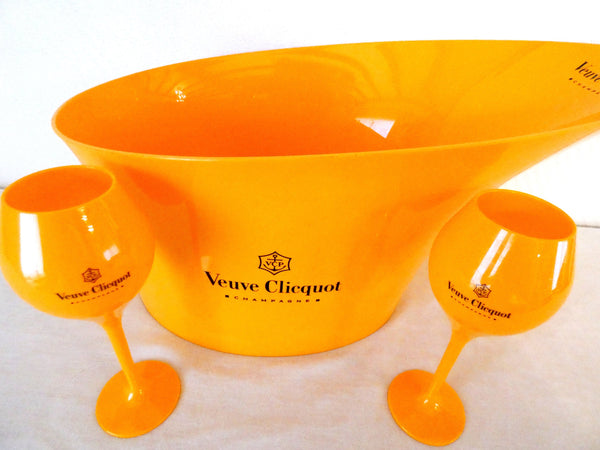 Veuve Clicquot Magnum Champagne Ice Bucket French Acrylic Veuve Clicquot Double Magnum Champagne Cooler With 2 VCP Glasses