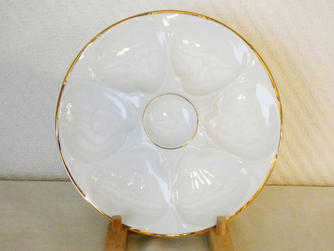 1 Bavaria Edelstein Gold Oyster Plate, Vintage Porcelain Bavaria Germany, Rare Oyster Platter