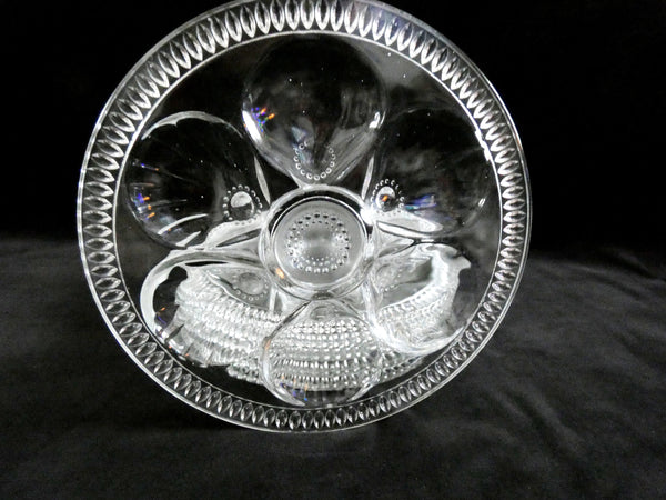 6 Rare French Glass Oyster Plates, Vintage Oyster Dishes, Seafood Dinneware, Made in France 1950s