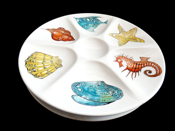 2 Vintage Villeroy and Boch Oyster Plate, Majolica Seafood Plate, Rare Oyster Serving Dish, V&B Luxemburg Oyster Platter,