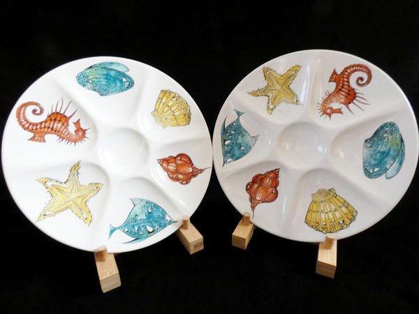 2 Vintage Villeroy and Boch Oyster Plate, Majolica Seafood Plate, Rare Oyster Serving Dish, V&B Luxemburg Oyster Platter,