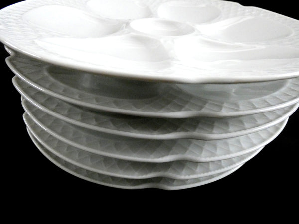 6 Antique Limoges Oyster Plates, Vintage French Oyster Serving Platter, Rare White Oyster Plate, Seafood Serving Dish, Limoges France 1930s