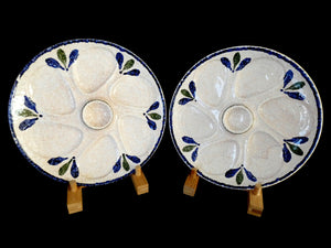 2 Antique Salins Oyster Plates, France 1930s,  Vitage French Majolica Oyster Platter, French Barbotine Salins Pottery, Vintage Seafood Dish