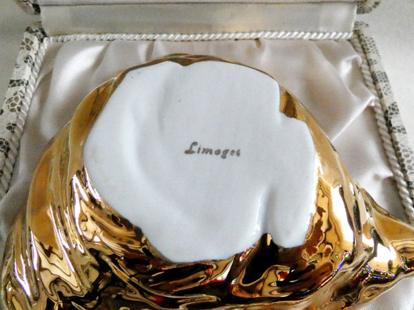 Limoges Butter Dish, Vintage French Butter Plate, Rare Limoges Gold Pattern, French Butter Serving Dish 1950s