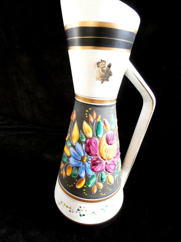 Vintage Belgian H. Bequet Queregnon Hand Painted Vase, Bequet Pottery Belgium 1960s,  Wedding Gift, Vintage Decor