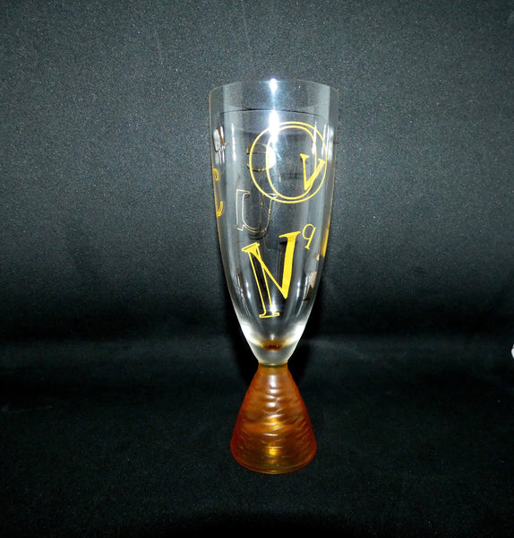 2 Rare Veuve Clicquot Ponsardin Champagne Alphabet Flutes, Rare French Champagne glasses, VCP Champagne Glasses 1990s